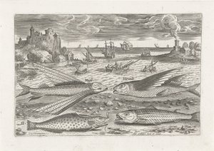 Quatre poissons sur la plage