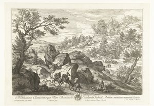 Paysage avec cavaliers près des rochers - Adriaen Frans Boudewyns