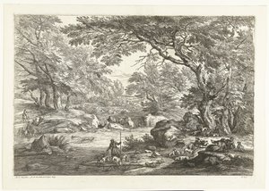 Paysage avec chasseurs au repos (Paysages avec chasseurs) - Adriaen Frans Boudewyns