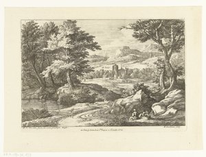 Paysage avec deux figures le long d