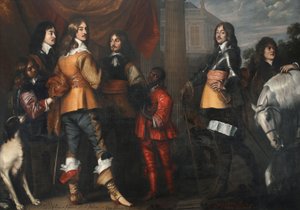 Portrait de groupe de Willem Frederik van Nassau-Dietz (1613-1664), Hendrik Casimir I van Nassau-Dietz (1612-1640), Hendrik van Nassau-Siegen (1611-1652) et George Frederik van Nassau-Siegen (1606-1674), avec des serviteurs.