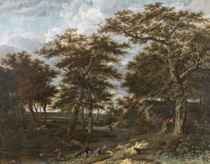 Paysage avec chasseurs