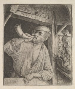 Boulanger soufflant dans une corne, 1610-85
