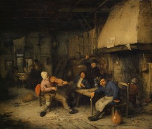Joueur de violon et paysans buvant dans une taverne - Adriaen Jansz. van Ostade