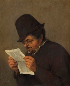 Vieux paysan lisant un journal, vers 1647 - Adriaen Jansz. van school of Ostade