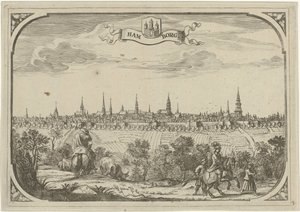 Vue de la ville de Hambourg - Adriaen Oudendijck