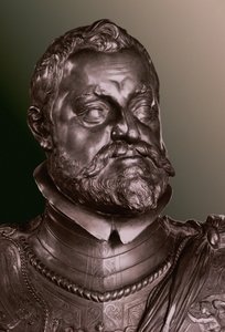 Rodolphe II, Saint-Empereur romain, détail du buste en demi-longueur - Adriaen de Vries