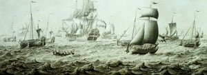 Navires dans des eaux agitées - Adriaen van Salm