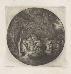Famille de paysans abattant un cochon - Adriaen van Ostade