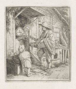 Vendeur de lunettes chez une vieille femme - Adriaen van Ostade