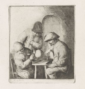 Trois hommes avec une cruche vide