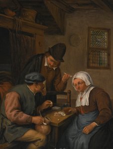 Intérieur avec des paysans jouant aux cartes - Adriaen van Ostade