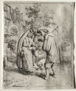 Homme conversant avec une femme - Adriaen van Ostade