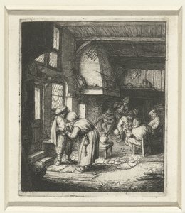 Homme payant ses frais à une femme dans une auberge - Adriaen van Ostade