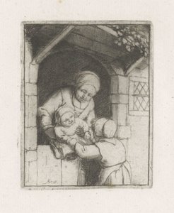 Mère avec deux enfants dans une porte - Adriaen van Ostade
