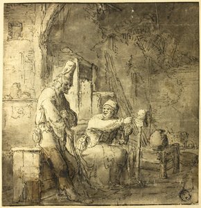 Vieux couple de paysans dans un cottage - Adriaen van Ostade