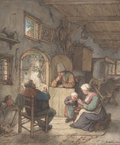Lecture des nouvelles au cottage des tisserands, 1673