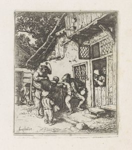 Deux musiciens devant une maison - Adriaen van Ostade