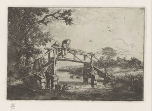 Deux pêcheurs sur un pont