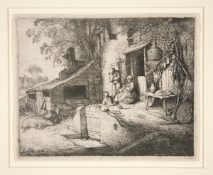 Femme filant à la porte d