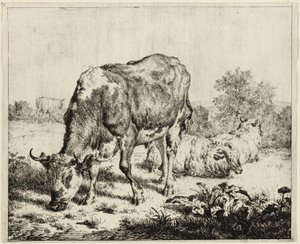 Une vache et trois moutons - Adriaen van de Velde
