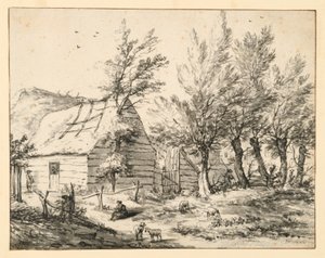Ferme derrière une rangée de saules têtards - Adriaen van de Velde