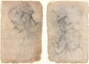 Profil de tête de femme (recto) Une servante de cuisine (verso)