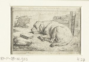 Chien endormi - Adriaen van de Velde