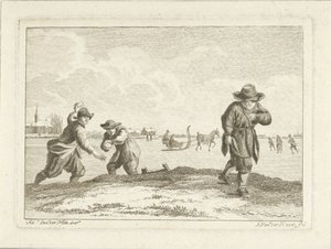 Lanceurs de boules de neige, gravé par Anthonij van der Haer, c.1745-85