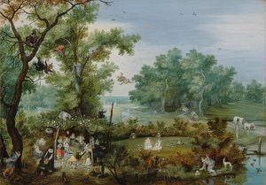 Société galante dans une tonnelle de jardin - Adriaen van de Venne