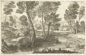 Paysage avec deux pêcheurs - Adriaen van der Kabel
