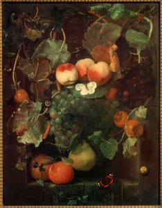 Nature morte de fruits avec papillons et escargots - Adriaen van der Spelt