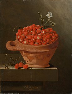 Nature morte avec des fraises dans un pot en argile, 1704 - Adrian Coorte