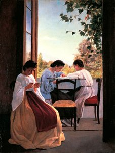 Les brodeuses (détail) - Adriano Cecioni