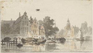 Vue de la ville avec canal - Adrianus Eversen