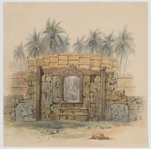 Mur de corail avec ouverture encadrée vers le village de Dula (Dullah), île de Dullah, îles Kai, Moluques du Sud-Est