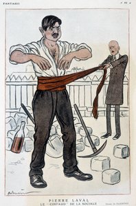 Caricature de Pierre Laval, le fort social - Illustration par Adrien Barrère (1877-1931) dans "Fantasio" du 01/09/1925 - Adrien Barrere