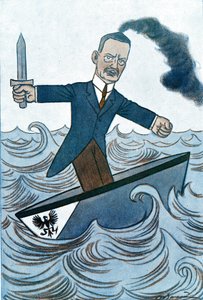 Caricature de Wilhelm Cuno (1876-1933) homme politique allemand responsable des affaires maritimes. Dessin d