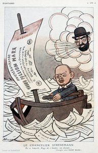 Caricature sur le chancelier allemand Gustav Stresemann (1878-1929) et la dévaluation du mark - Illustration par Adrien Barrère (1877-1931) dans "Fantasio" du 01/11/1923