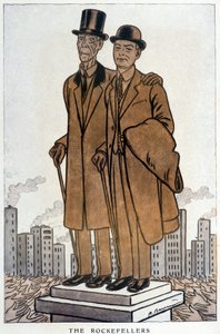 Les Rockefellers, père et fils, croesus américains - Illustration par Adrien Barrère (1877-1931) dans "Fantasio" du 01/03/1930 - Adrien Barrere