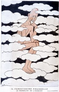 Portrait de Luigi Pirandello (1867 - 1936), dramaturge italien - Illustration par Adrien Barrère (1877-1931) dans "Fantasio" du 01/08/1925 - Adrien Barrere