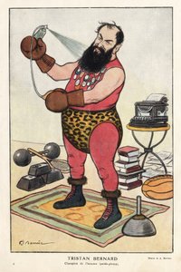Portrait de Tristan Bernard (1866-1947), écrivain français, caricature de Barrère dans « Fantasio » d