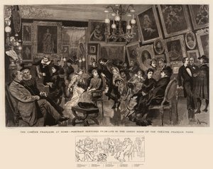 La Comédie Française à domicile, croquis de portraits dans la loge du Théâtre Français, Paris - Adrien Emmanuel Marie