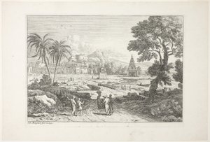 Paysage avec deux palmiers