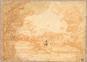 Paysage fluvial avec bâtiments