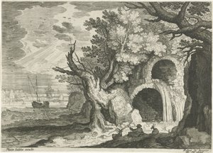 Aqueduc avec cascade (Paysages du Tyrol) - Egidius  Sadeler (II)