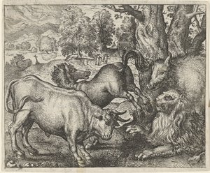Fable du vieux lion - Egidius  Sadeler (II)