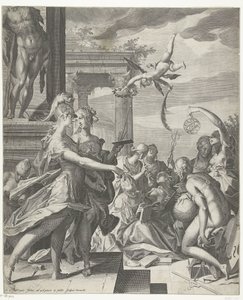 Minerve accompagne la Peinture à sa place parmi les sciences - Egidius  Sadeler (II)