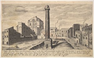 Planche 31 : vue de la colonne de Trajan, montrée avec son piédestal déterré, 1606 - Aegidius Sadeler II