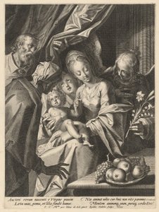 La Sainte Famille avec Sainte Anne et deux anges - Aegidius Sadeler II, after Hans von Aachen